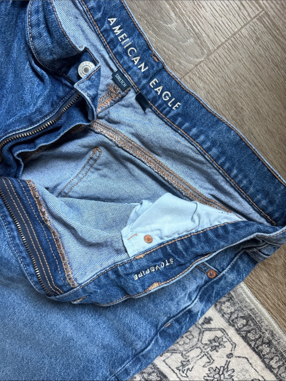 American Eagle Outfitters Blue Boyfriend Jeans - Rolled Cuff - Picture 3 of 3